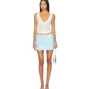 Blue Sequin Mini Skirt